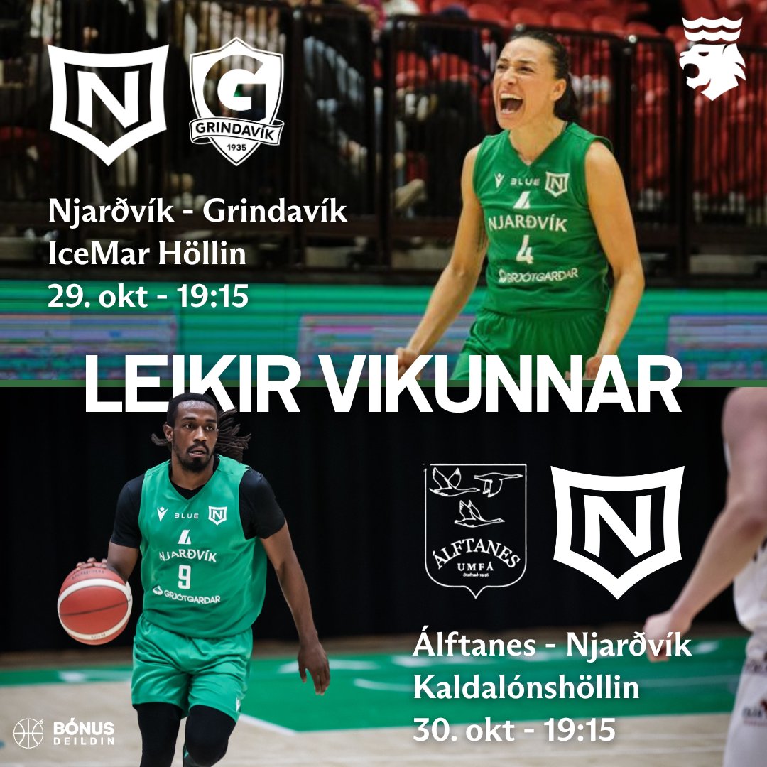 Baráttan heldur áfram í Bónusdeildunum hjá Ljónunum!

Stelpurnar ríða á vaðið á miðvikudag þegar nágrannar okkar úr Grindavík koma í heimsókn í IceMar höllina

Á fimmtudag fara síðan strákarnir í heimsókn á Álftanes

Hvetjum Njarðvíkinga til að fjölmenna!

Áfram Njarðvík!