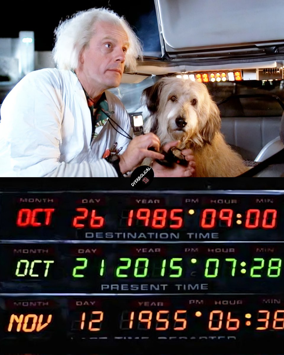 RetroMoviesDB's tweet image. On this day in 1985, Doc Brown made hus dog the first time traveller.