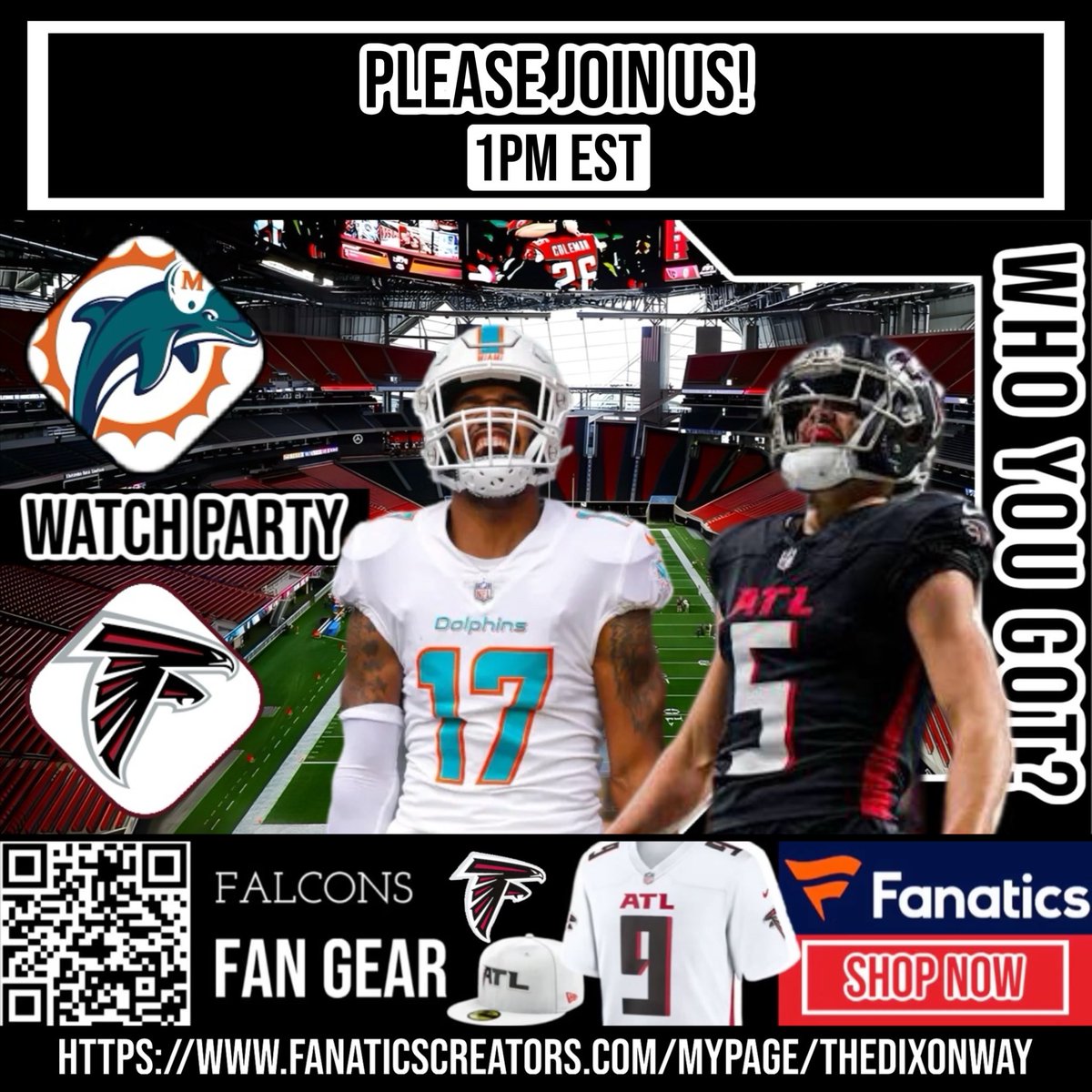 ATLfinalround's tweet image. Please join us at 1pm est for #AtlantaFalcons #nfl #dirtybirds #TheDixonWay watch along @AtlantaFalcons @MiamiDolphins Miami Dolphins vs Atlanta Falcons | Live Play by Play Stream | #nfl  10-... youtube.com/live/JnaKmben3… via @YouTube