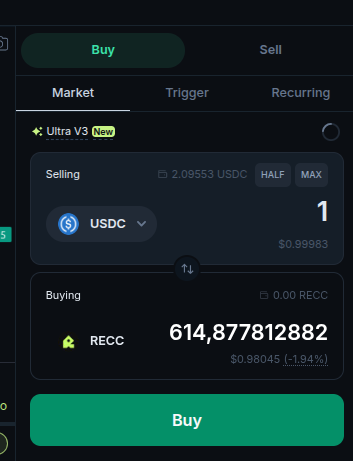 _modular_web3's tweet image. Today discovered The $RECC token is now live on
@CollaterizeHQ ! CA =
2Nv5jiaJo4b7vbjApAuH4PkAY4pc7Xw91Zc5McSB4dT9
Swap now with @Titan_Exchange is a better aggregator price ! Compare at @JupiterExchange and @Raydium
#RECC #RWA #SWAP #SOLANA #TITAN