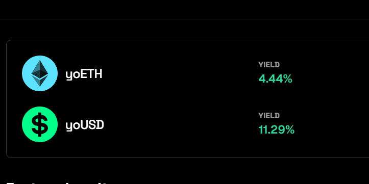 pointタスクが始まっている <a href="/yield/">YO</a> (yo procotol)
BASEチェーンで #Ethereum や #USDC などを預けて
yoETH,yoUSDを受け取り、point獲得できます。

app.yo.xyz/?ref=hiroz02

まだまだ高順位狙えて、いつでも引き出せUIも使いやすい。
Morphoなど使った追加運用も可能です。

#エアドロップ #仮想通貨
