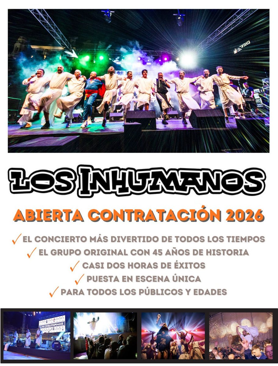 #contratacionartistas
<a href="/losinhumanos/">Los Inhumanos</a> 

¡Diversión garantizada!

acortar.link/SksDxL

#losinhumanos #conciertosdivertidos #maximafusion #contratacionartistas2026