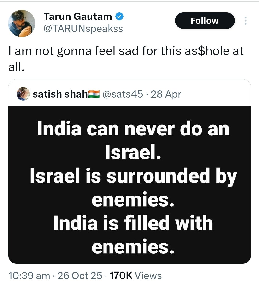 MrSinha_'s tweet image. He lived his life to the fullest, earned fame, money, respect, and the love of millions…
He doesn’t need sympathy from some random Pakistani jihadi pretending to be a Hindu..
