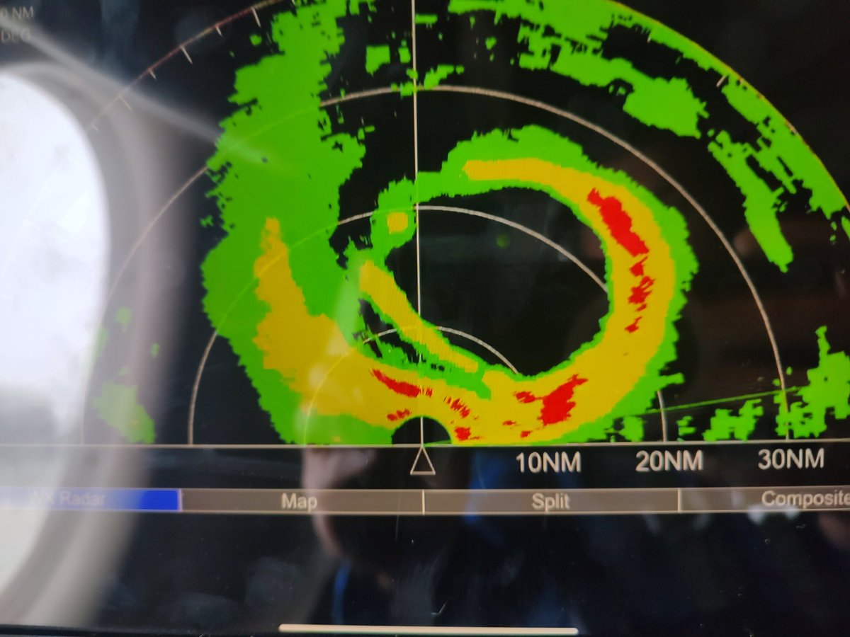 AndyHazelton's tweet photo. Really interesting morning mission in #Melissa. The storm had somewhat surprisingly leveled off after overnight rapid intensification, but of course it's still a powerful Category 4 with a couple more days before landfall. We'll see if it resumes intensification or if ERCs+a bit of shear cause it to stay steady. Could see the stadium effect though the eye was cloudy in spots. Definitely not something to take lightly in Jamaica, Eastern Cuba, and the Bahamas as it turns NE this week.