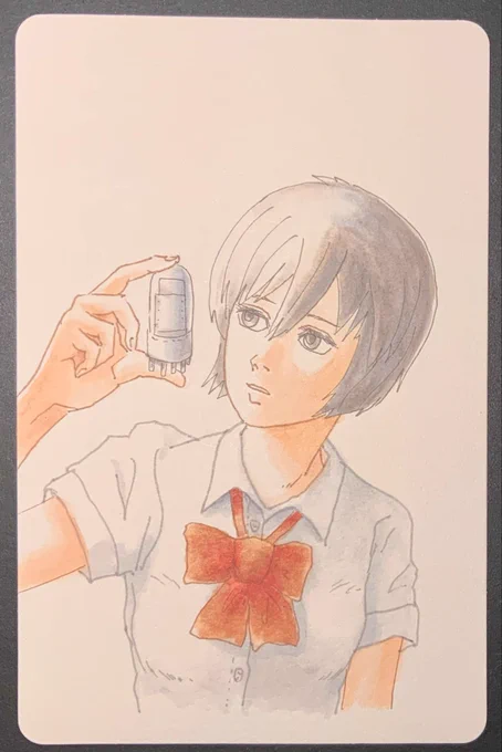 また背景のコピックがないので これでひとまず終わりなんですけど(左) これをスキャンしてデジタル処理して 将来の完成形を予想しますとこうなります(右) こんなふうに淡い色を塗りたいのですが、、、