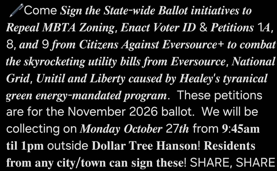 Our friends in Hanson are putting in the work, if you are in Hanson on Monday please stop by.
facebook.com/share/1Cb1nBqz…