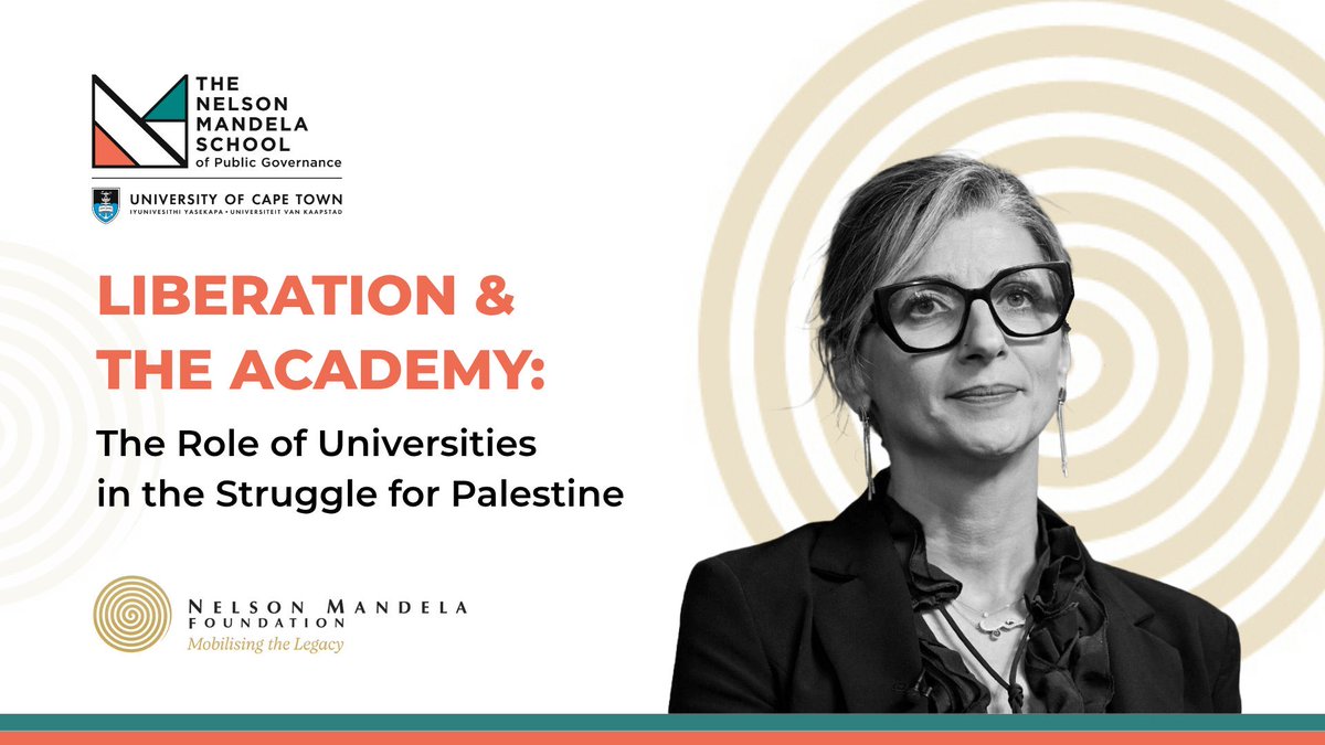 The University of Cape Town’s Nelson Mandela School of Public Governance, in partnership with the Nelson Mandela Foundation, will host a public lecture by Francesca Albanese (<a href="/FranceskAlbs/">Francesca Albanese, UN Special Rapporteur oPt</a>), UN Special Rapporteur on the Occupied Palestinian Territories.

Titled “Liberation &amp; the