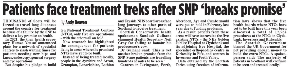 Stewart Michael (@mikestewart79) on Twitter photo 🩺 SNP Promised 17 National Treatment Centres. Delivered 1.
🚧 Five health boards still haven’t built theirs.
🚗 Thousands of Scots now travel miles for basic surgery, hip replacements, general ops, even routine care.
📉 Waiting lists balloon. Local services vanish. 🩺 SNP Promised 17 National Treatment Centres. Delivered 1.
🚧 Five health boards still haven’t built theirs.
🚗 Thousands of Scots now travel miles for basic surgery, hip replacements, general ops, even routine care.
📉 Waiting lists balloon. Local services vanish.