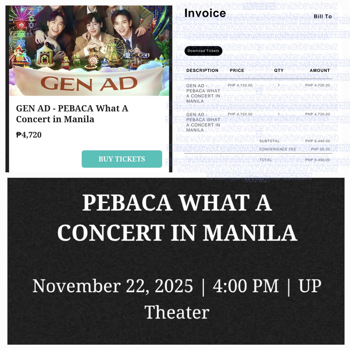 wizkiber's tweet photo. ���️ UP UP UP ⬆️  WTS LFB
FOR SALE ✨️ 

🎟 2 pcs GEN AD (Right) – adjacent seats U10 and U11

🔥 PEBACA – WHAT A CONCERT IN MANILA

RFS: Already got our desired seats

👉 Preferably purchased together
👉 Email Transfer Request upon full payment 🙂

#PEBACAConcertinManila #PEBACA https://t.co/FrEKCPtmPL