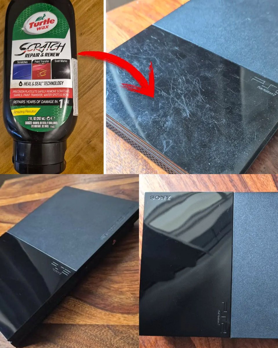 UFFFFAAAA PAPÁ 😮‍💨 Un propietario de un #PS2 reveló que tras aplicar una pequeña capa de cera de automóvil en la carcasa de su consola, quedo RECHINANDO y como nueva. El resultado SORPRENDIÓ a todos.
