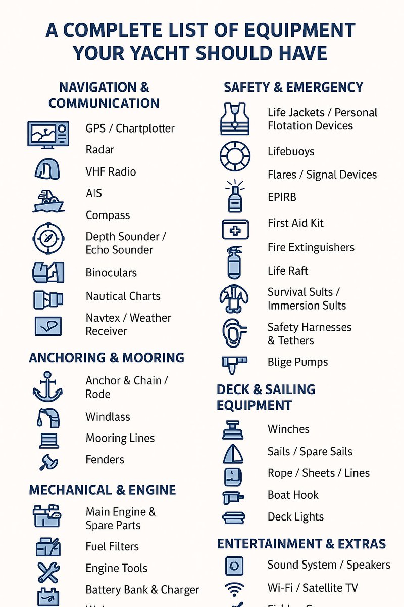 ContentSwap's tweet image. A Complete List of Equipment Your Yacht Should Have yachtgear.pro #YachtEquipment #Yachting #Sailing