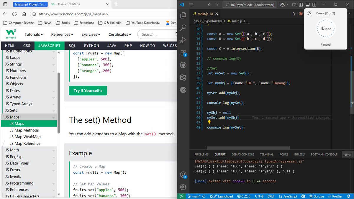 id_inyang_'s tweet image. Day 36 of #100DayOfCode
JavaScript Set Methods
- Set Logic
- JavaScript WeakSet
- WeakSet Methods
#JavaScript #LearnInPublic