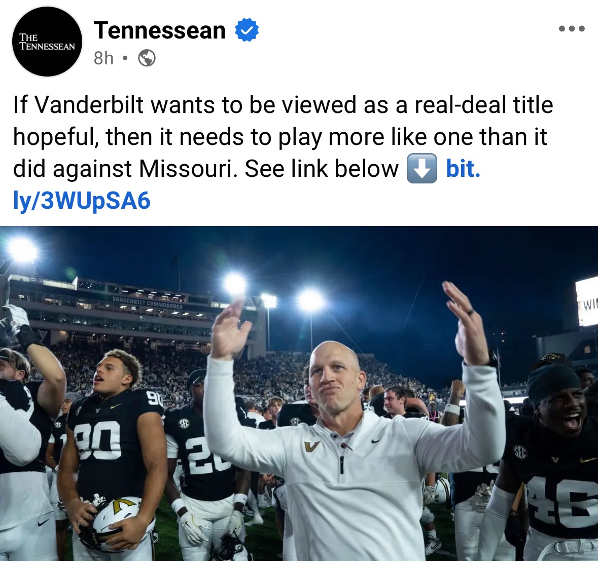 This is such a clown headline from the Tennessean. It’s precisely how they won yesterday that shows they have what it takes. I don’t see anyone writing this headline when Alabama almost lost to South Carolina