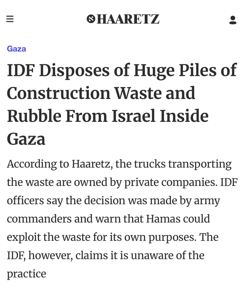 DropSiteNews's tweet image. ⚡️New: The Israeli army has been dumping massive quantities of garbage, construction debris, and other waste hundreds of meters inside Gaza, Haaretz reports.
Footage verified by the outlet shows Israeli trucks crossing the border at Kissufim, unloading waste along Gaza roads…
