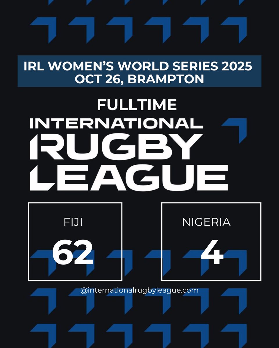 🏆🇫🇯 Fiji Bulikula have secured the eighth and final women's berth at IRL Rugby League World Cup 2026 with a 62-4 defeat of Nigeria in the final of IRL Women's World Series.