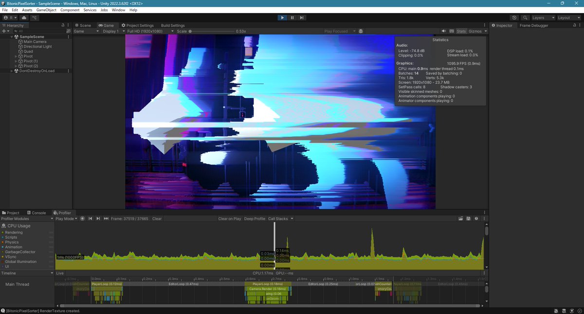 ruccho_dev's tweet image. パフォーマンス改善したついでにRenderGraphサポートしたりして、バージョンを切りました
github.com/ruccho/Bitonic…