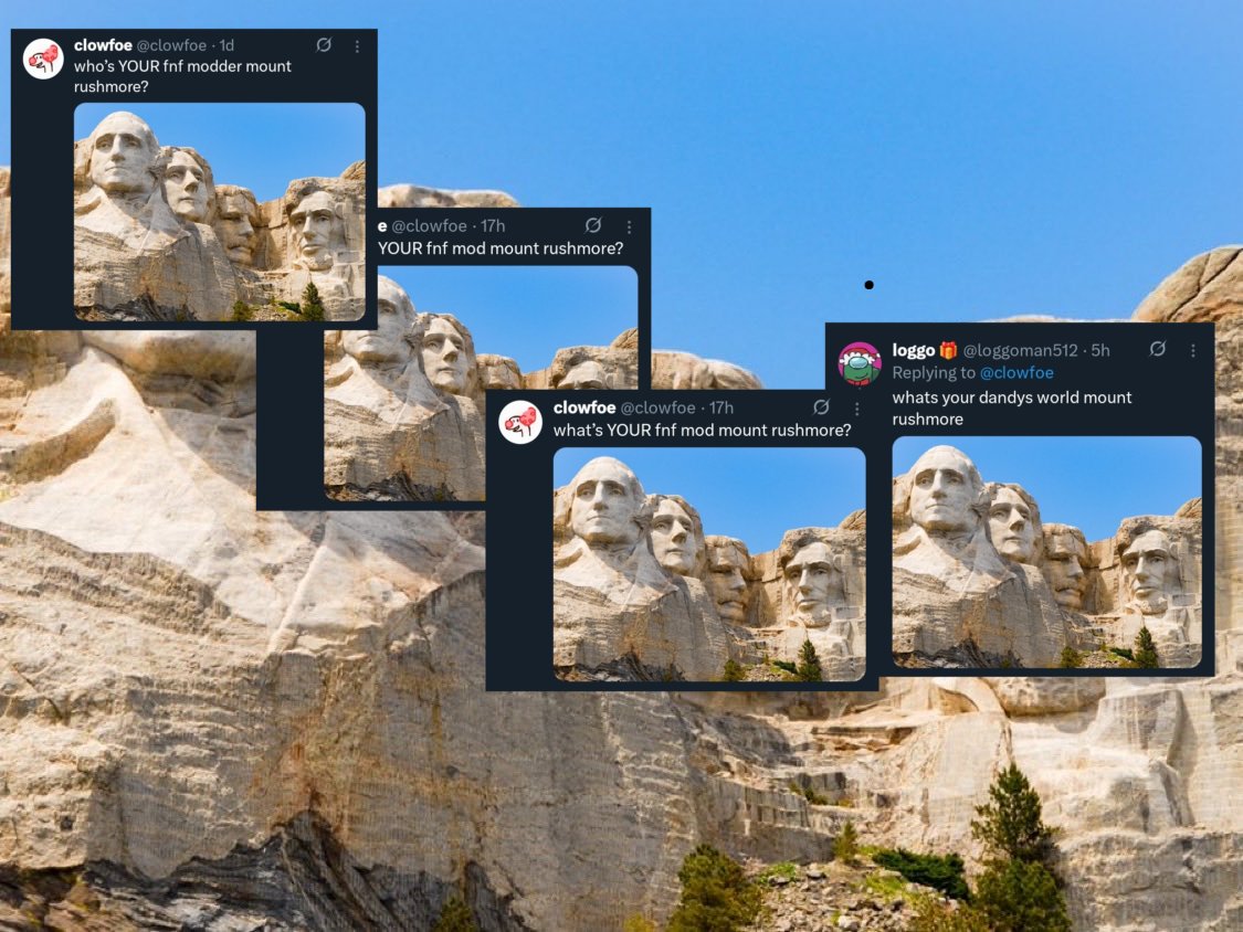 RandomRedCrew's tweet image. What's YOUR "What's/who's YOUR _______ mount rushmore?" Mount Rushmore?

#vsimpostor #clowfoe #clowforehead #clownfoe #loggo