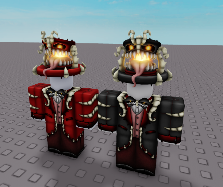VolcanicRBLX's tweet photo. Set is complete now, matching bowtie for the hiccups addon top hat and a timed black variant of the top hat that will go offsale after halloween.

full sets can be bought here: https://t.co/UPUtjRaezd https://t.co/N5qgLLGFJr