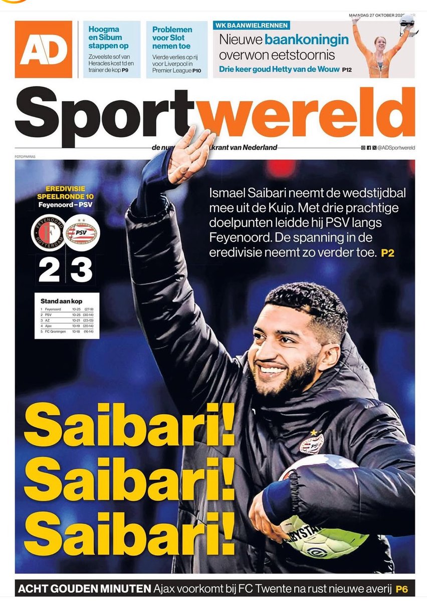 Voorpagina morgen! #feypsv #Saibari @psv <a href="/ADnl/">AD.nl</a>