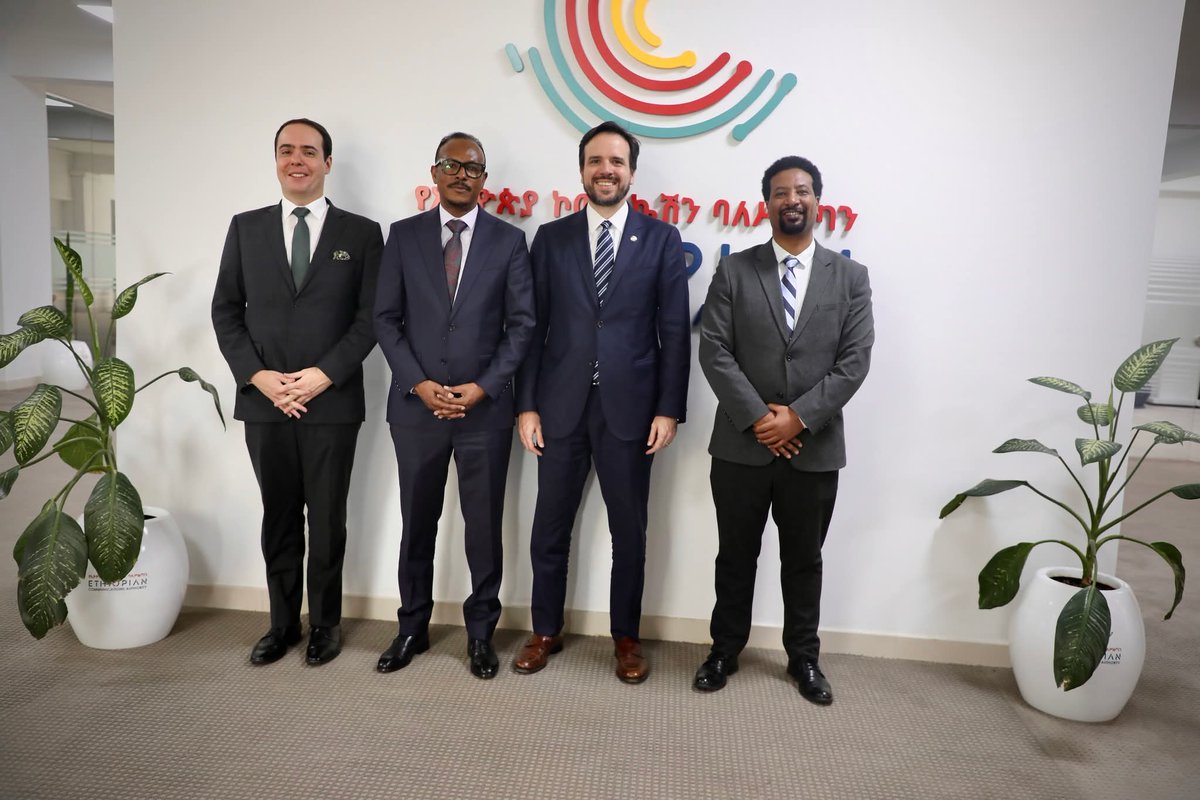 eca_ethiopia's tweet photo. The Ethiopian Communications Authority (ECA) was pleased to receive H.E. Mr. Carlos Baigorri, President of National Telecommunication Agency of Brazil (ANATEL), on a courtesy visit to ECA headquarters in Addis Ababa.
#ANATEL #Telecommunications #DigitalCooperation #Partnership https://t.co/9JTFE6WGLN
