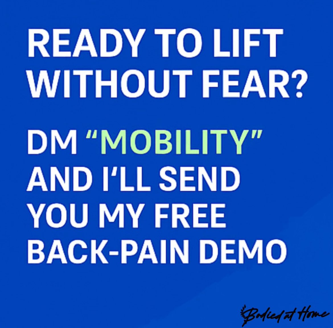 DrPrinceDc's tweet image. Lifting ruins your back.
False

Backs fail when we skip the basics: core control, mobility, and mechanics

Build strength to protect your spine—don’t fear it.

When you’re ready to lift smarter (and safer), DM “mobility” for my free back-pain demo.