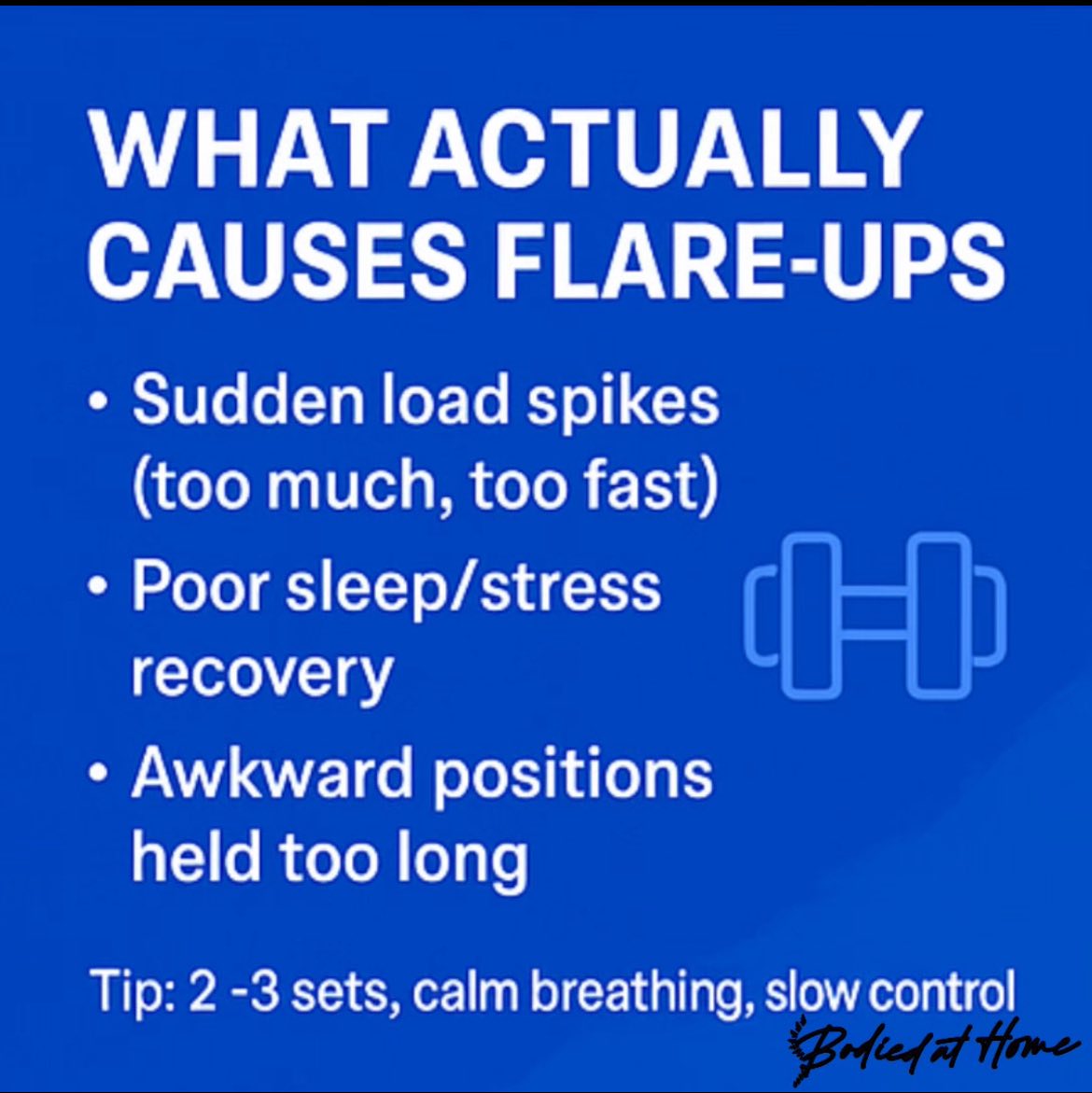 DrPrinceDc's tweet image. Lifting ruins your back.
False

Backs fail when we skip the basics: core control, mobility, and mechanics

Build strength to protect your spine—don’t fear it.

When you’re ready to lift smarter (and safer), DM “mobility” for my free back-pain demo.