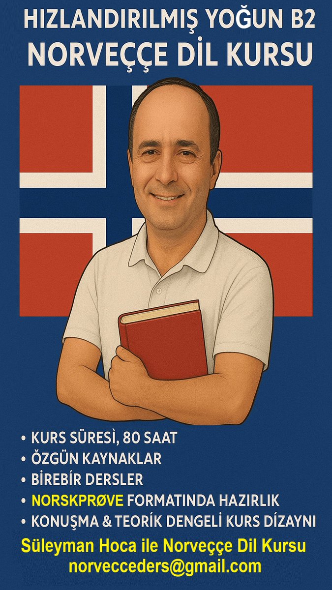 Kurs detayları ve ücret bilgisi için, norvecceders@gmail.com

#süleymanhoca #norveccedilkursu #norveçceözelders #learnnorwegian #norvecce #norvecceöğreniyorum #norveç #ibsen #udi #learnnorwegianonline #speaknorwegian #learnnorwegian #norskprøve #nokut #hkdir #helsedirektoratet