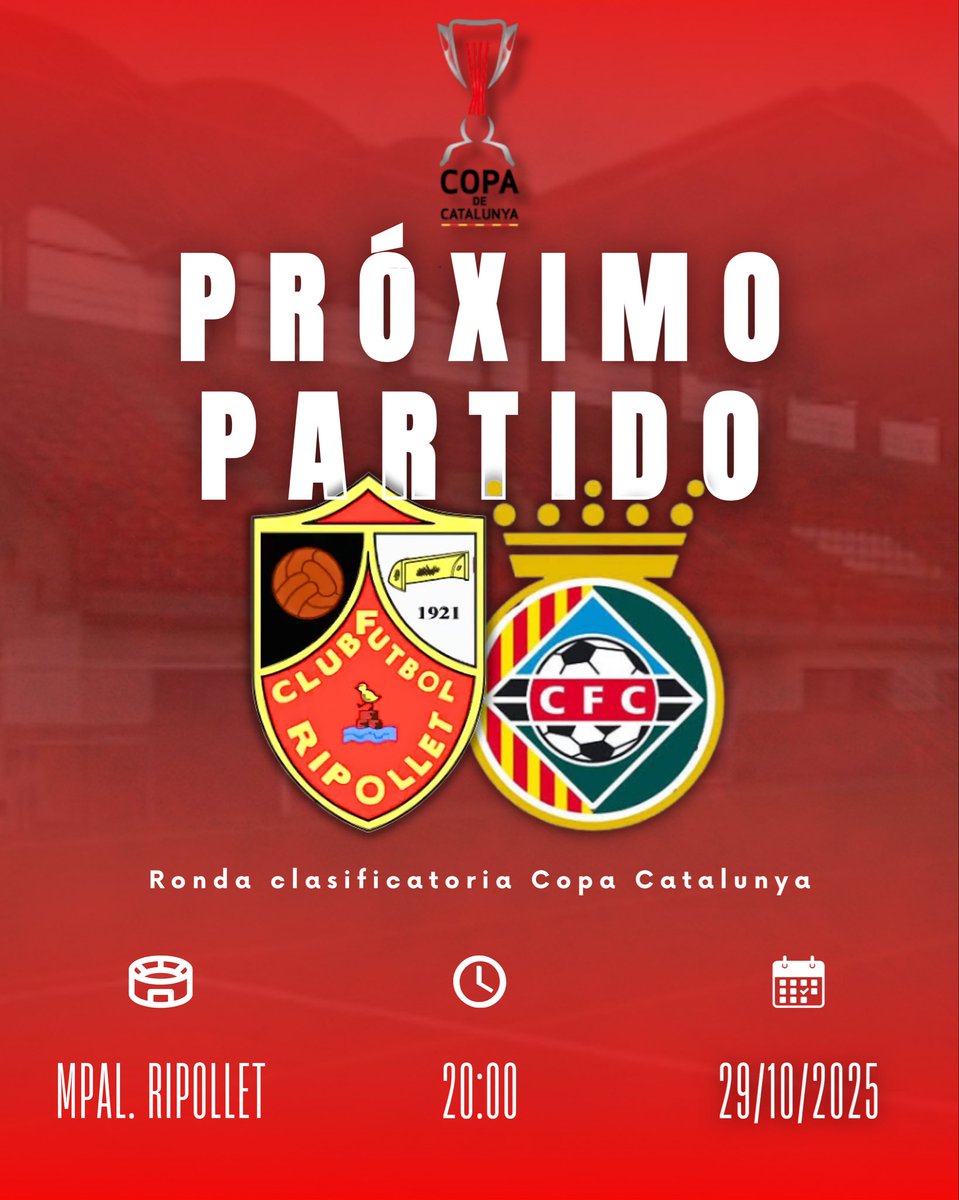 𝐍𝐨 𝐭𝐞 𝐩𝐢𝐞𝐫𝐝𝐚𝐬 “𝐄𝐥 𝐂𝐥á𝐬𝐢𝐜𝐨 𝐝𝐞𝐥 𝐕𝐚𝐥𝐥é𝐬”🤩

No te puedes perder la próxima cita del primer equipo en su andadura por la Copa Catalunya.

Recibimos en el Municipal a nuestros vecinos el @cerdanyolafc que milita en la #3RFEF