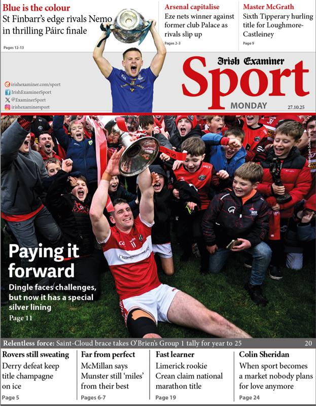 Tony Leen (@tonyleen) on Twitter photo Pipped by another super pic, but a beauty all the same from @sportsfileb for Monday's (grammatically erroneous) Bank Holiday <a href="/ExaminerSport/">Irish Examiner Sport</a> cover. Pipped by another super pic, but a beauty all the same from @sportsfileb for Monday's (grammatically erroneous) Bank Holiday <a href="/ExaminerSport/">Irish Examiner Sport</a> cover.
