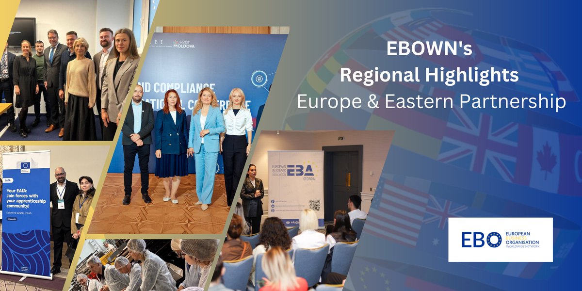EBOs across 🇪🇺&amp;EaP strengthen cooperation with governments and industries. 🇬🇪 advanced digital inclusion for women; 🇰🇿 engaged the EU on business priorities; 🇲🇩 led an AML &amp; compliance forum; 🇺🇦 discussed reforms with the EU; 🇺🇿 expanded EU partnerships &amp; policy initiatives.