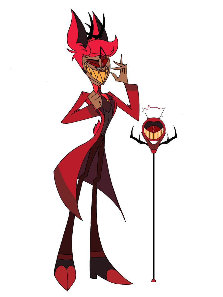 i drew my redesign of #Alastor from #HazbinHotel sense season 2 Is coming out in a couple of days. #AlastorHazbinHotel #redesign. (for the background I just used the background of his tower. Still not good on 
backgrounds sadly.)