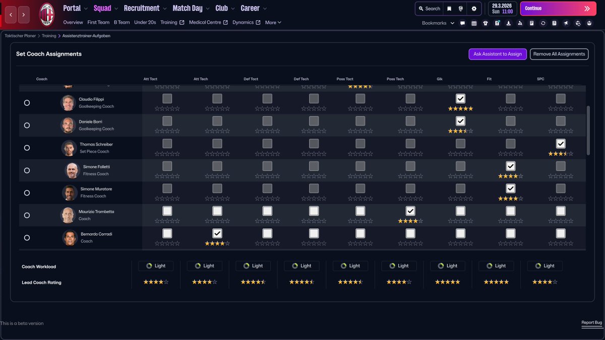 BjAn84's tweet image. Is there a way to do the #Coach #Assignments for your Reserve and Youth Teams?

I can only find it for my First Team.

Without being able setting the coach assignments why bother getting good ones for the other teams?

#fm26 #fm26beta