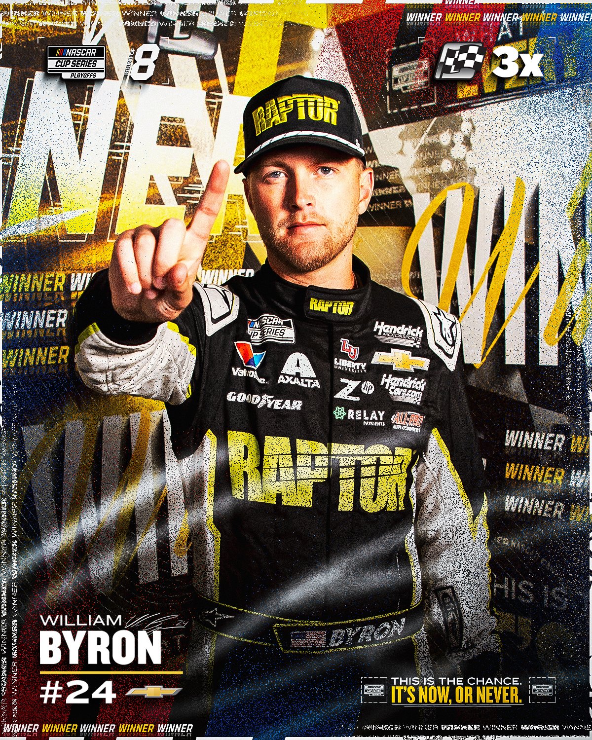 3x winner graphic for William Byron.