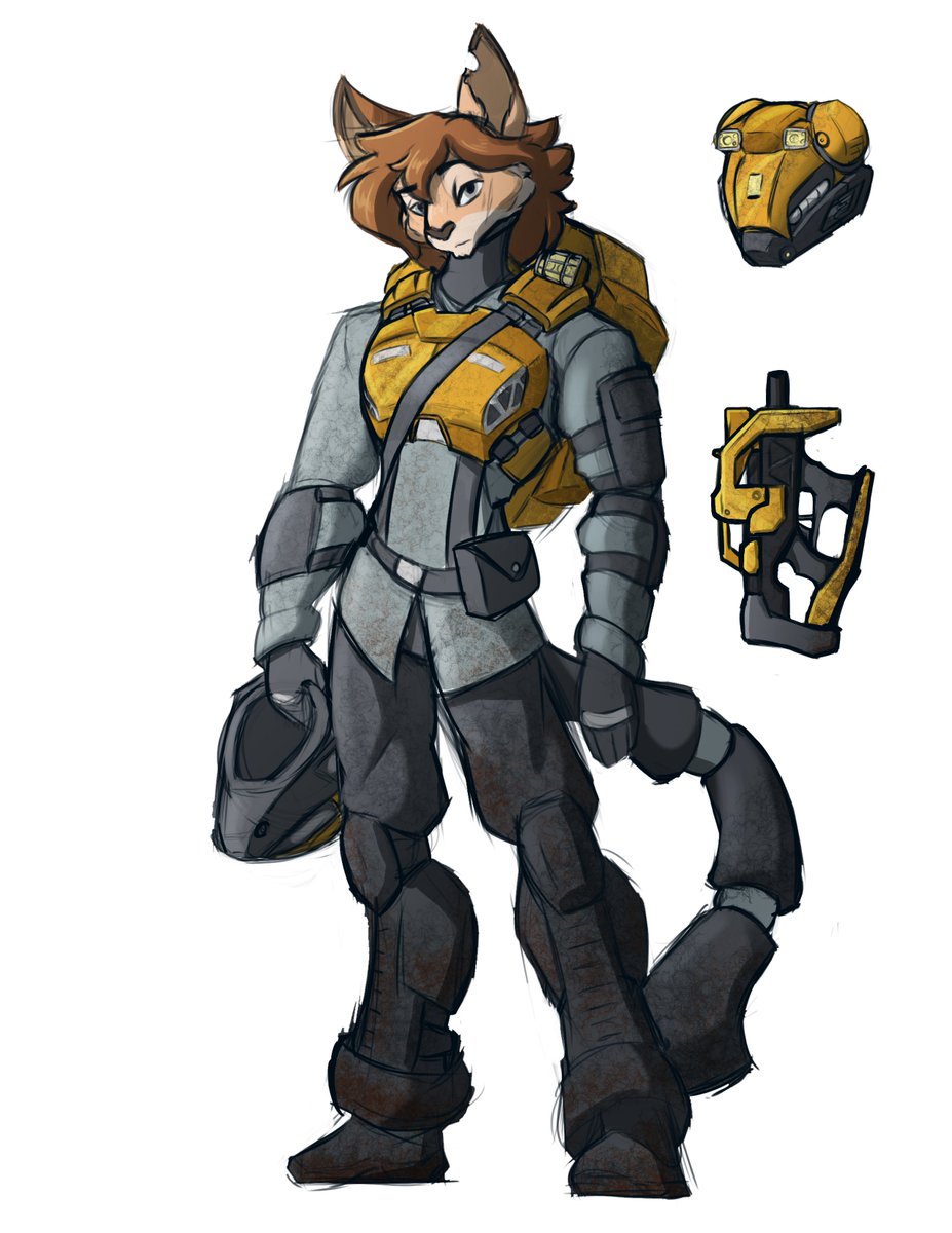 A standard koritian engineer bred for work in a low to no atmosphere environment.  The third of three commissions I did for my friend

The third of three commissions I did for my friend <a href="/A_Loud_Onion/">A_Loud_Onion</a>  featuring his alien cat/basitin.