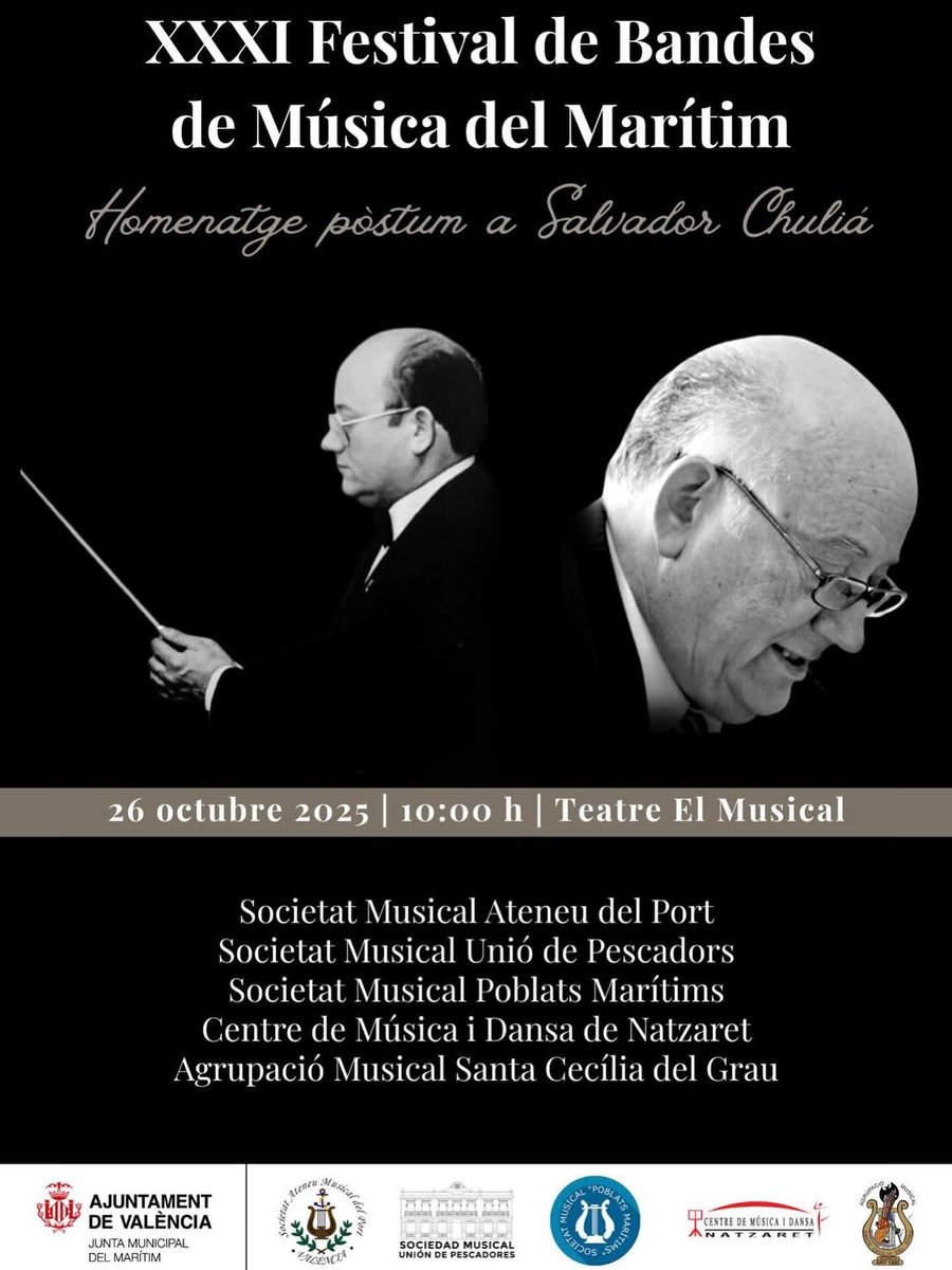 ildebass's tweet image. XI Festival de Bandes del  Maritim
Una nueva vivencia musical acompañado siempre por la Agrupació Musical Santa Cecília del Grau
Dónde se ha homenajeado al gran compositor Salvador Chulia
Enhorabuena buena a todas las bandas participantes.