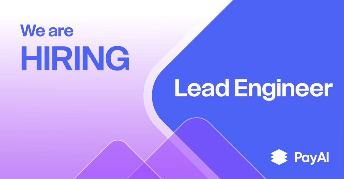 PayAINetwork's tweet image. 🚀 PayAI is hiring!
We’re looking for a Lead Engineer (Full-Time, Contract) to own all technical efforts — from architecture to team leadership.
Mission: building the future of intelligent, automated payments.
💰 competitive cash + token. 
Apply👇
docs.google.com/forms/d/e/1FAI…