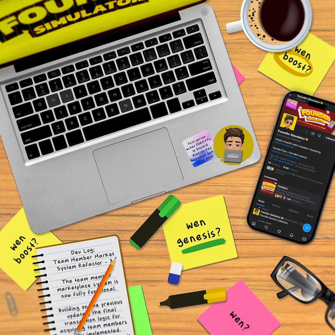simfounder's tweet image. what's the secret?
Secret game to earn FREE MINT!
- Starting today, we'll hide random secret-keys in posts.
- First person to write the code in "secret-key" channel in discord, with interaction screenshot wins FREE MINT!
🔔TURN NOTIS ON🔔
discord.gg/founder
