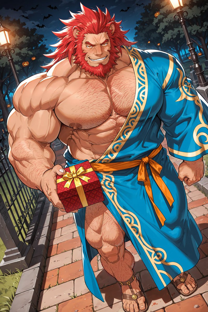 会有人在万圣节出来玩的时候给别人带礼物吗？🎃
#AIart #bara #Caineghis #FireEmblem