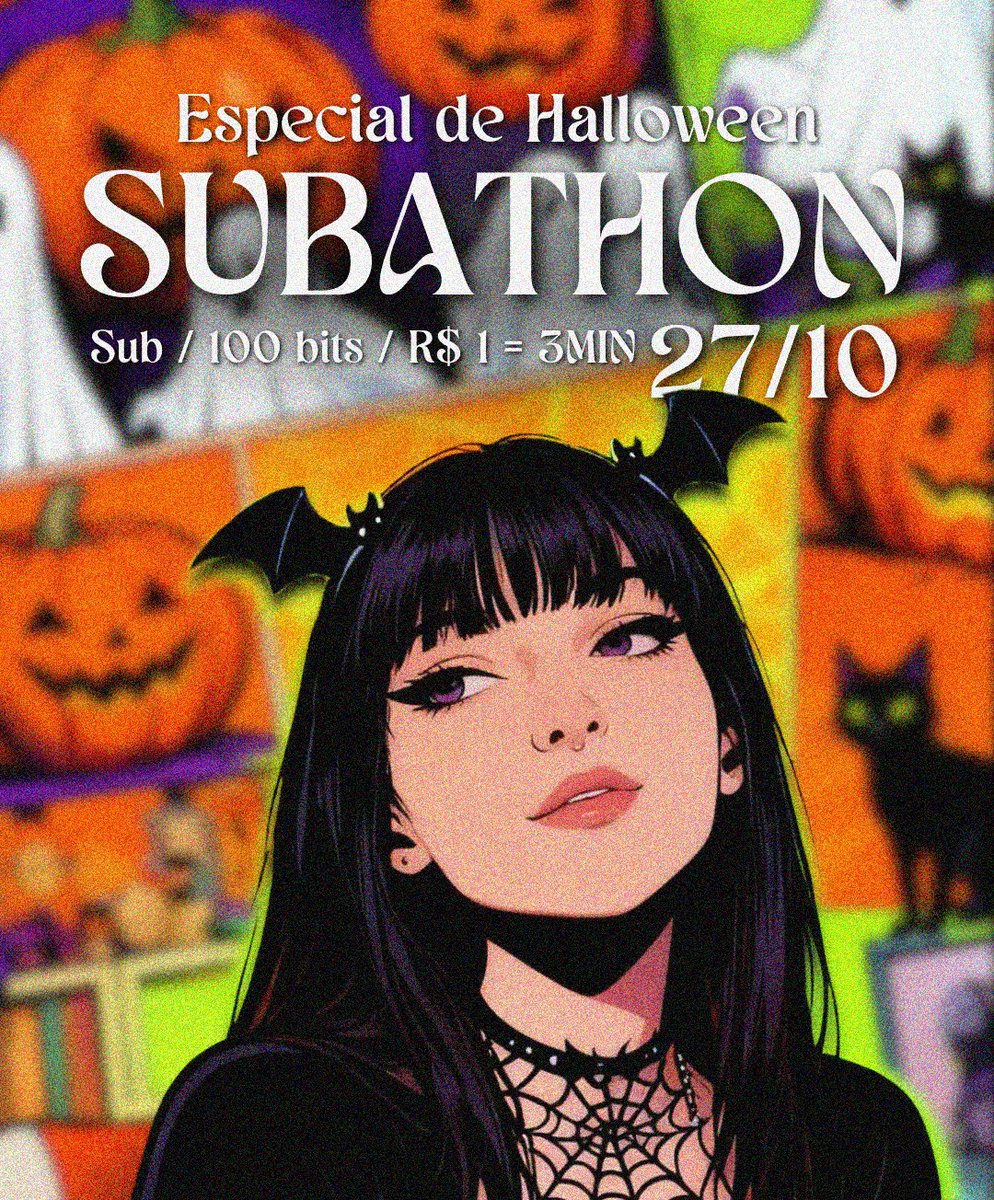 Oi galerisss!

Amanhã teremos subathon especial de Halloween 👻

A live começa às 10h, e o primeiro cospobre vai ser de Lulu 😬 Teremos jogos variados, tft, fortnite, e joguinhos de terror.  Espero vocêssss!