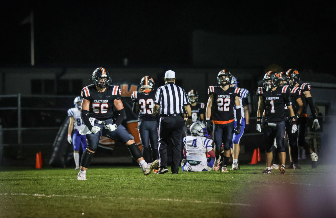 I would like to thank <a href="/HUHS_Football/">Hartford Football</a> for the countless memories i’ve made these past four years; and coaches <a href="/Coach_Redders/">John Redders</a> <a href="/PaulShelsta/">Paul Shelsta</a> <a href="/CoachZodrow/">Lance Zodrow</a> <a href="/trenchtraining/">Trench Training</a> for developing me as a player and person. With that being said, #56 out.