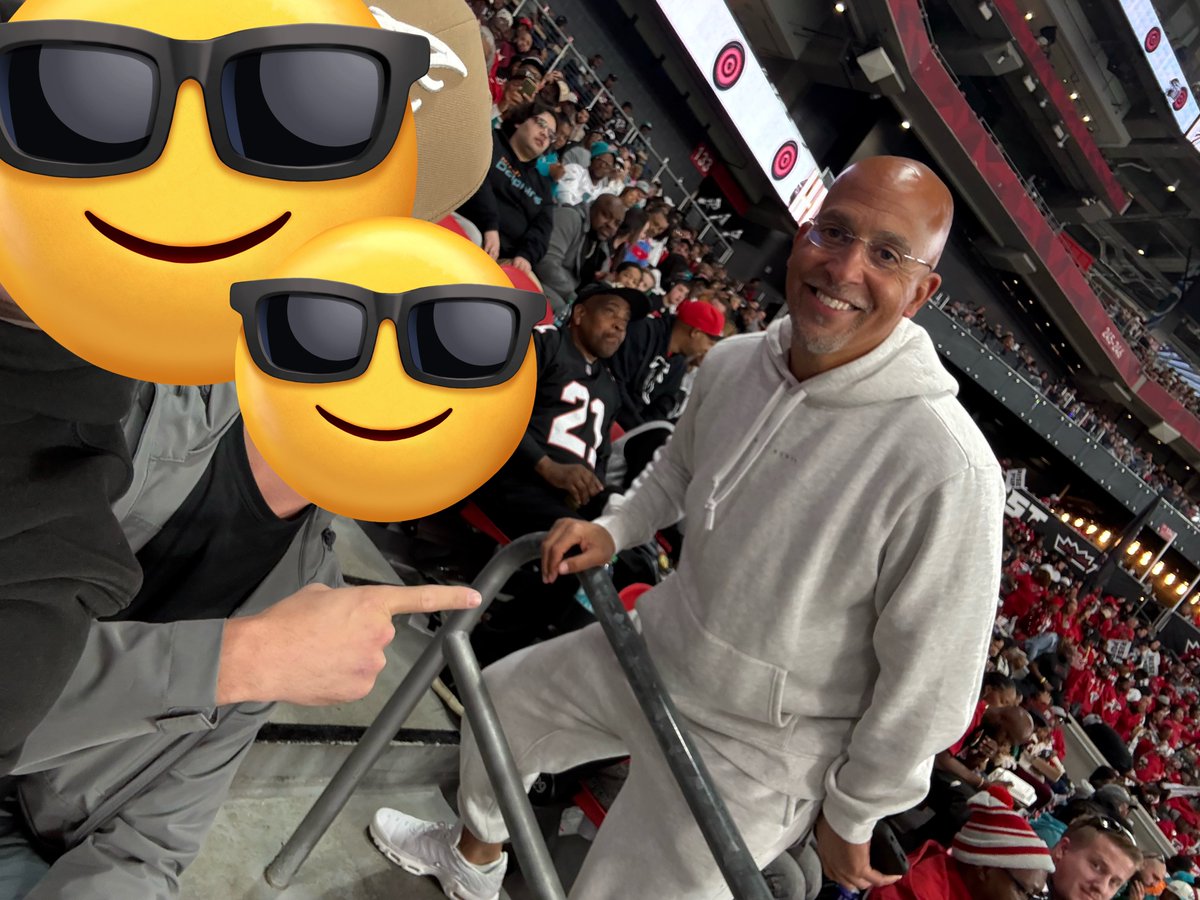chanluh's tweet image. My buddy just sent me this. James Franklin is at the Falcons game 😂