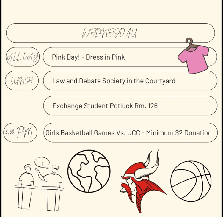 Spirit Arrives this week Vikings! Check out the tentative line this week in the photos. Stay tuned to announcements each morning for more opportunities for fun Vikings!