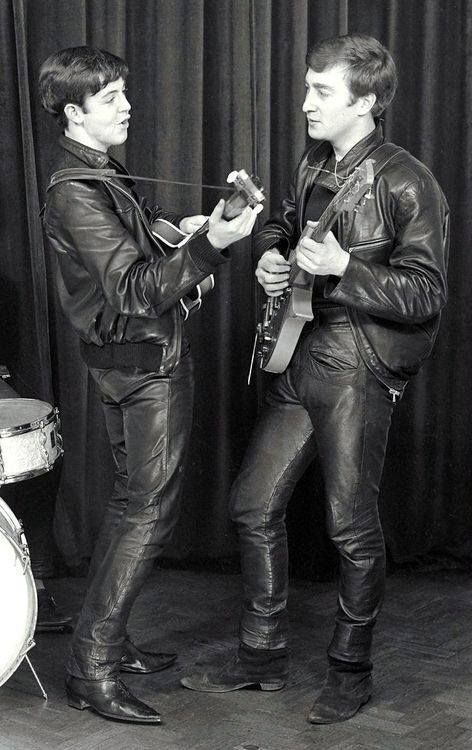 Paul McCartney &amp; John Lennon on stage, 1961
