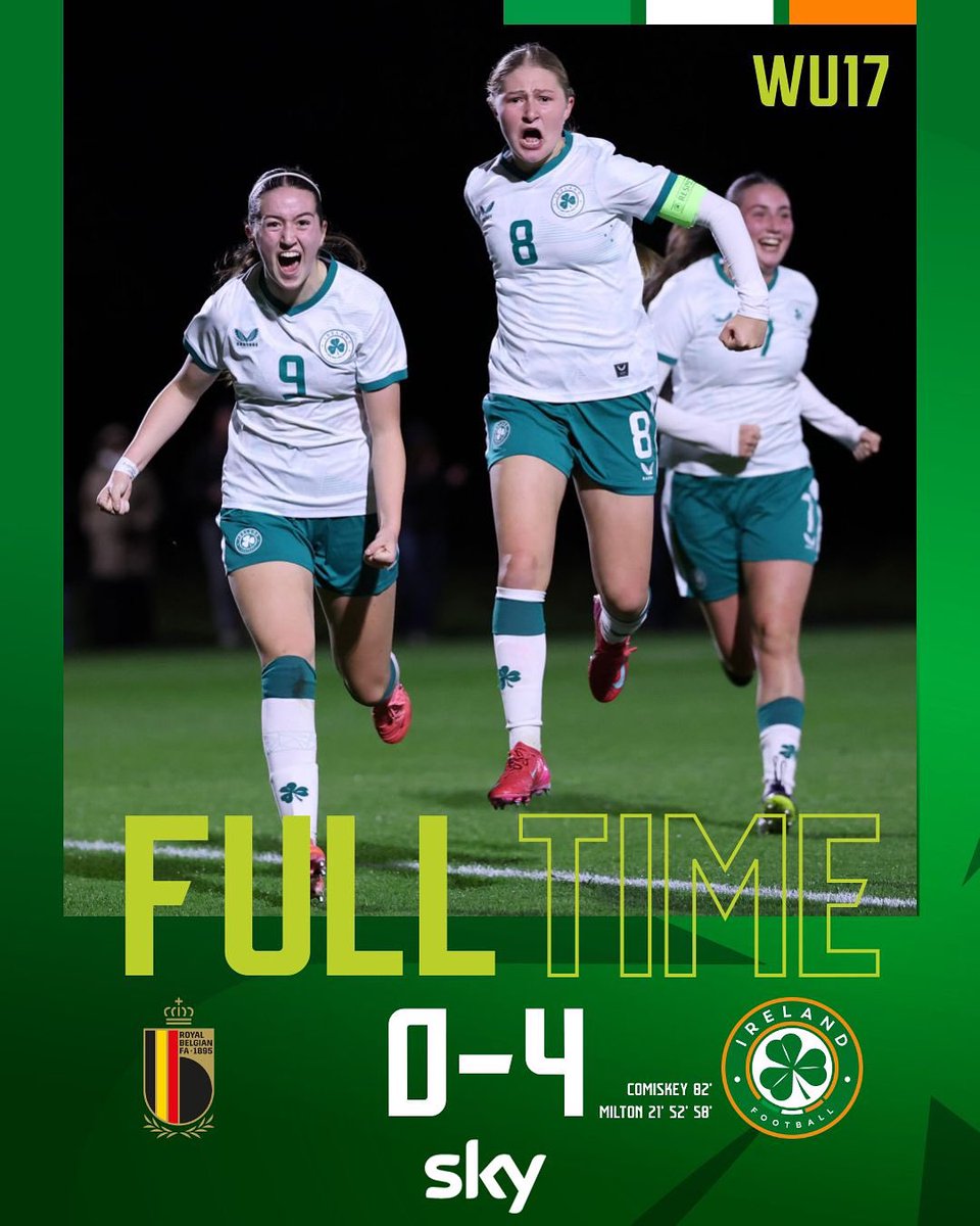 A big win for our WU17’s! 👊

A Ciara Milton hat-trick and Keelin Comiskey goal sealed the victory! 

Next up, Germany on Wednesday 💪

📷 Gerry Scully