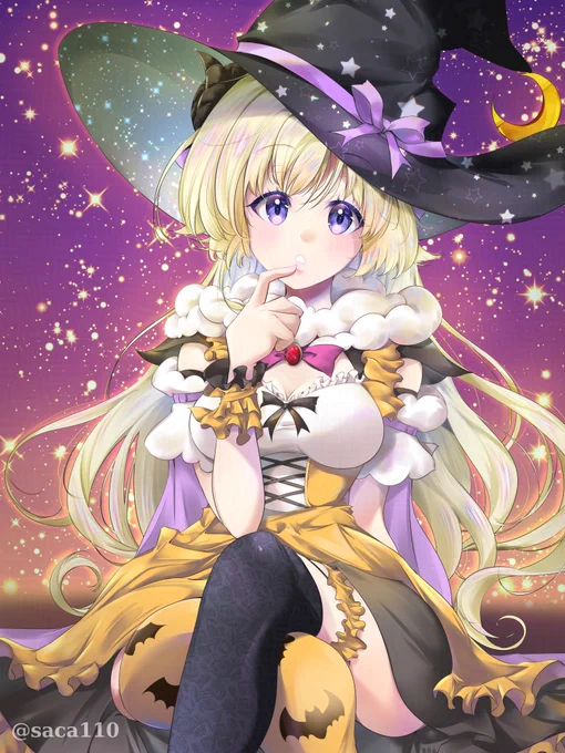 ハッピーハロウィン A magical Watame under the starry night! Perfect for Halloween! Hope you like it! #つのまきあーと