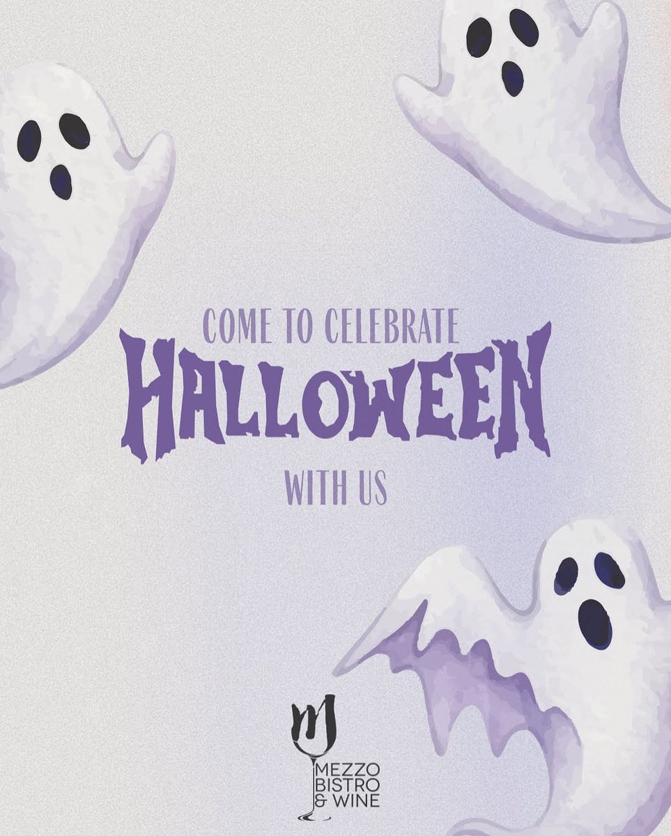 🎃 Trick or treat… Italian style!
Wear your costume and say “Halloween Special” to get a little treat from Mezzo Bistro 👻
We’re open all night for dinner, drinks &amp; fun vibes! 🍷🍝
