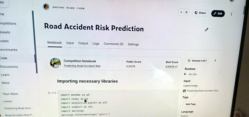 Dat_ScienceGirl's tweet image. Done with the project 
There were few challenges
- first one is that since it&apos;s been a few days, i forgot how to code some concepts like gridsearch cv etc.
- second and the main one is that since this is my first competition i didn&apos;t know how to handle large volume of data