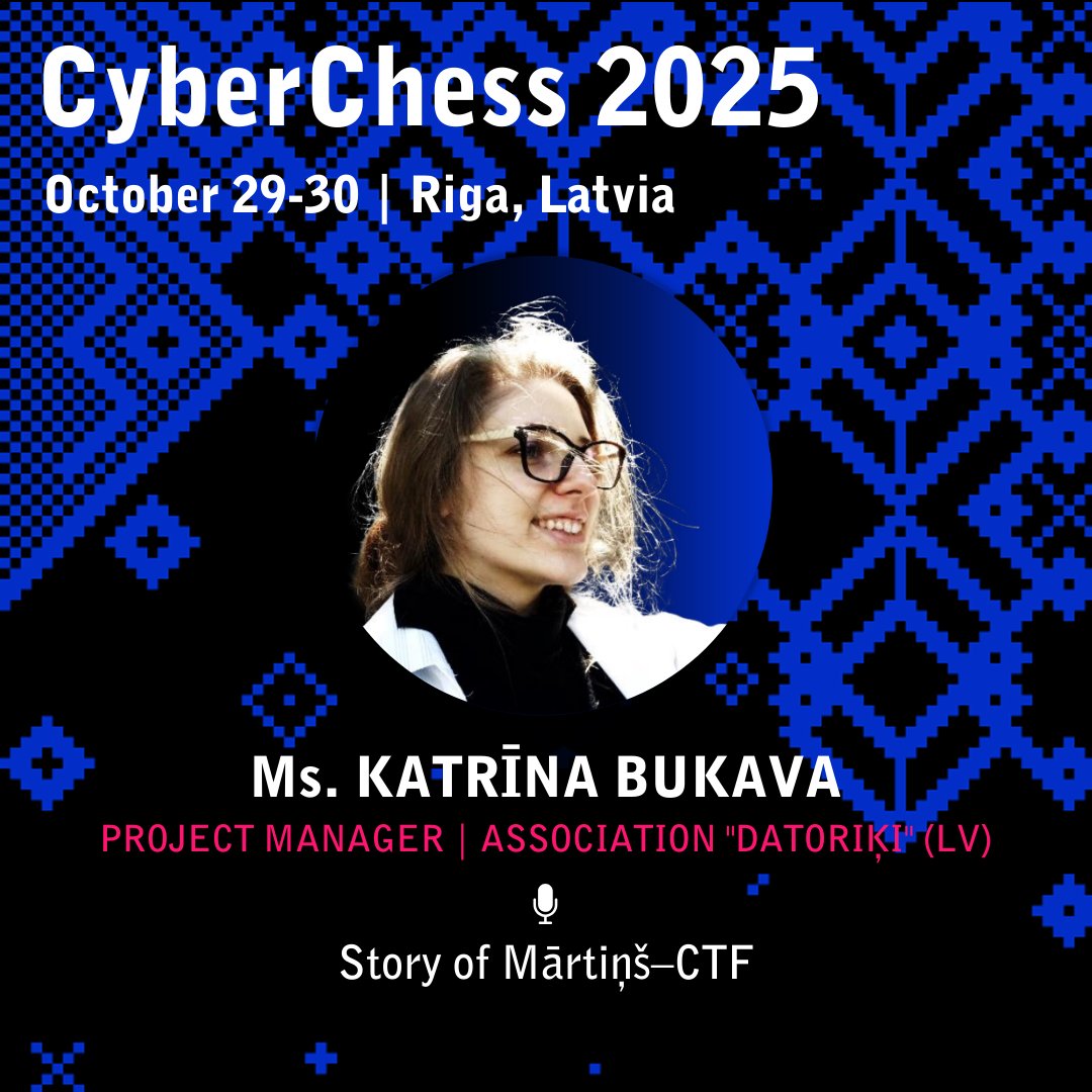 certlv's tweet image. 💡30.oktobrī uz #CyberStory skatuves tematiskajā blokā “No neveiksmes līdz panākumiem” lektori dalīsies pieredzē par kļūdām, izaugsmi un drosmi turpināt. #CyberChess2025 #cybersecurity

📅 Programma: cyberchess.lv