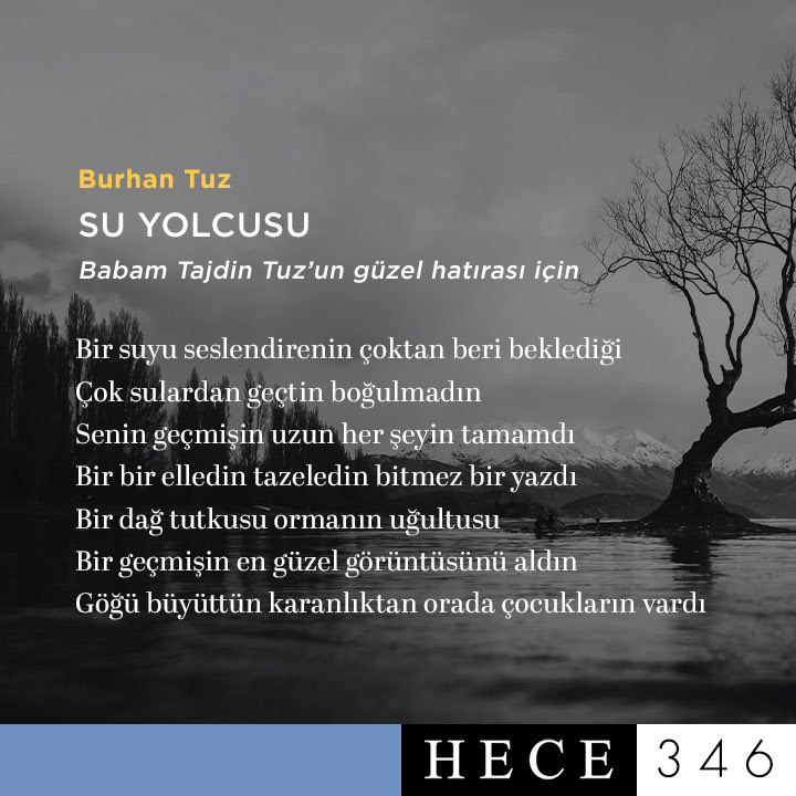 📌 Burhan Tuz

🔴 “Su Yolcusu”  adlı şiiriyle

📍 Hece 346’da.

<a href="/burhantuzz/">burhan tuz</a>