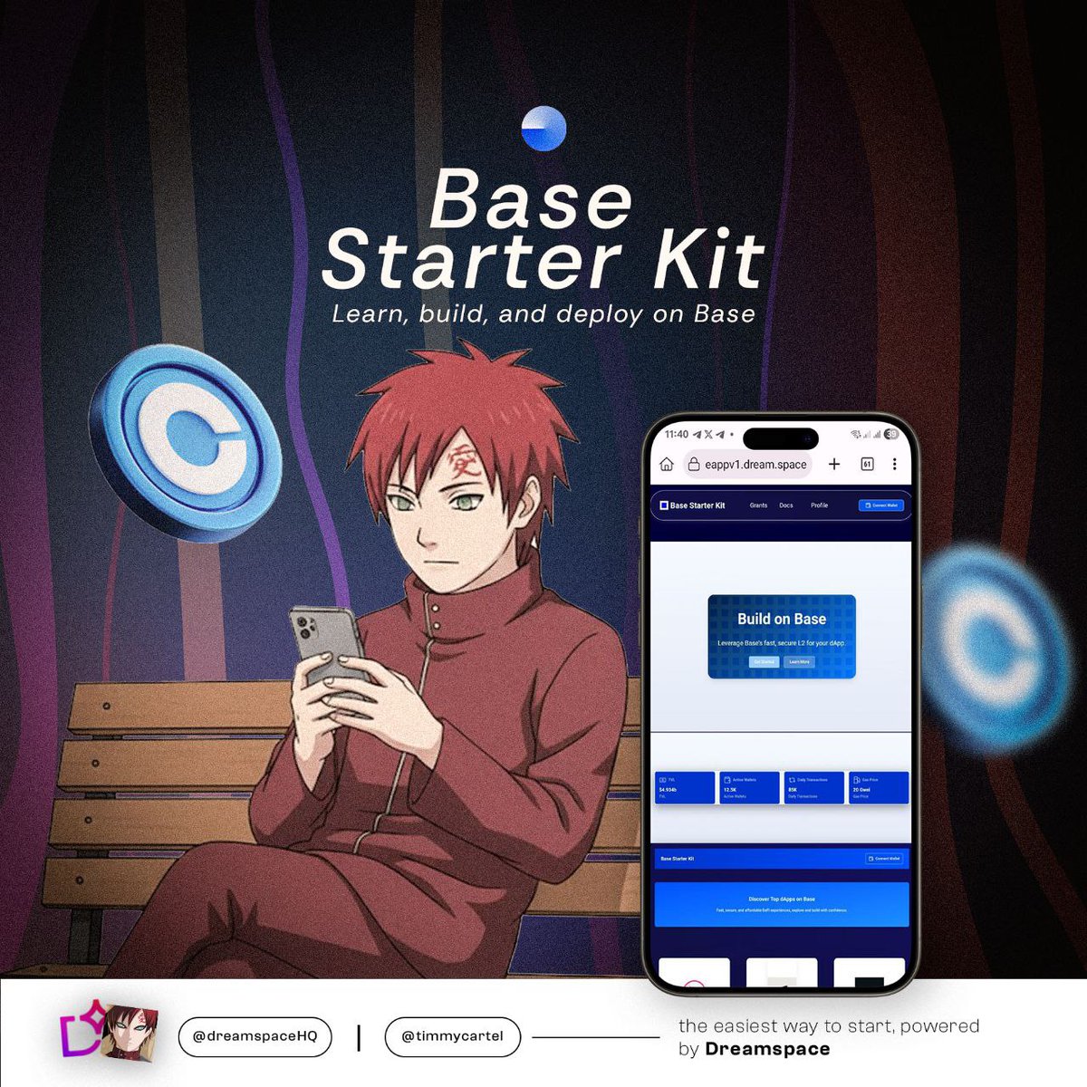 timmycartel's tweet image. people want to build on @base but don’t know where to start.
from deploying a contract to going live on-chain.
That’s why I built 𝐁𝐚𝐬𝐞 𝐒𝐭𝐚𝐫𝐭𝐞𝐫 𝐊𝐢𝐭 with @dreamspaceHQ.
𝐁𝐚𝐬𝐞 𝐒𝐭𝐚𝐫𝐭𝐞𝐫 𝐊𝐢𝐭 is a no-code template designed for anyone who wants to:
• learn…